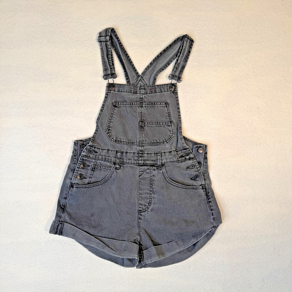 Free People We The Free Ziggy Dark Grey Denim Shortalls Overalls Womens Size S